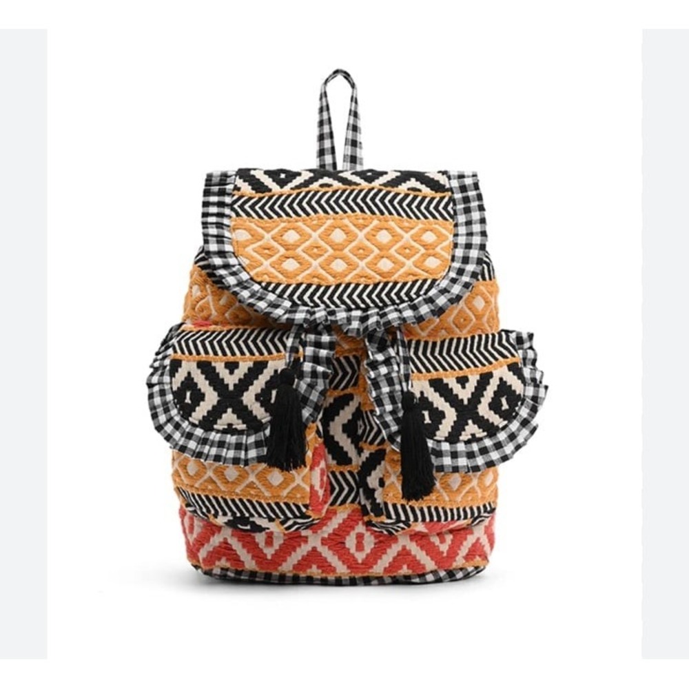 America & Beyond Boho Woven‎ Backpack